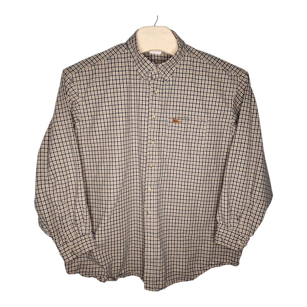 Carhartt Shirt Mens 3XL Plaid Button Up Casual Outdoors Workwear Navy Brown READ